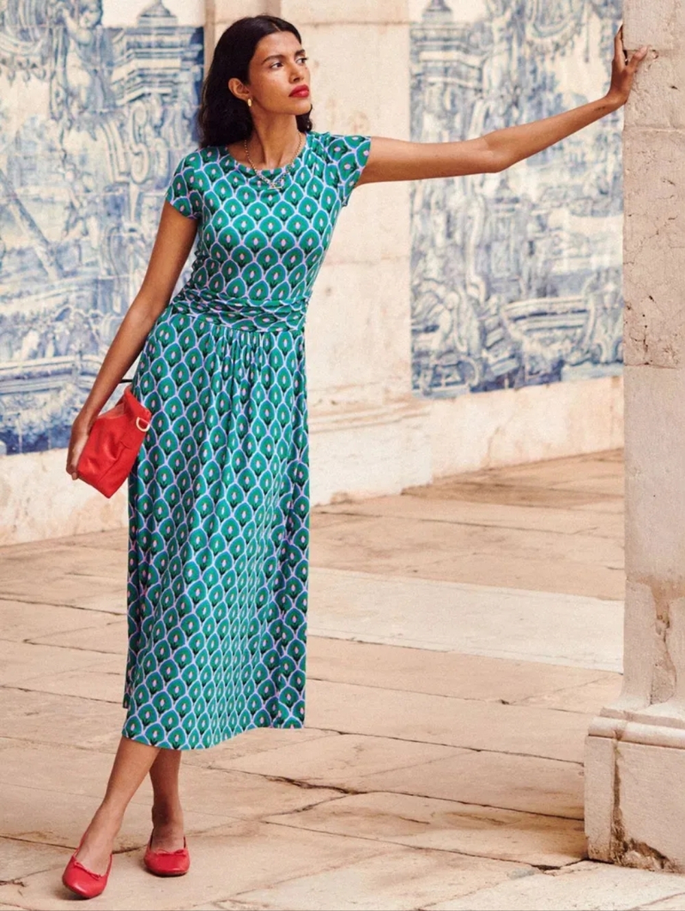 Boden Geometric Amelie Tulip Print Midi Dress Size 20R NWT - Picture 1 of 16
